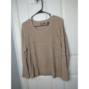 Liz Claibourne Woman L Brown Crew Pullover Casual Office Sweater Wide Ribbed Hem